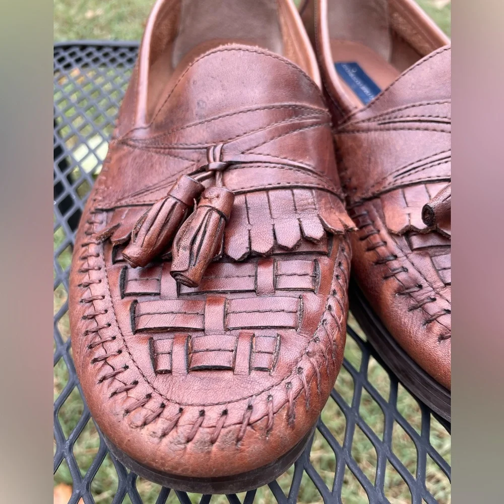 Giorgio Brutini Men's Brown Leather Slip-on Loafers with Tassels - Picture 5 of 8